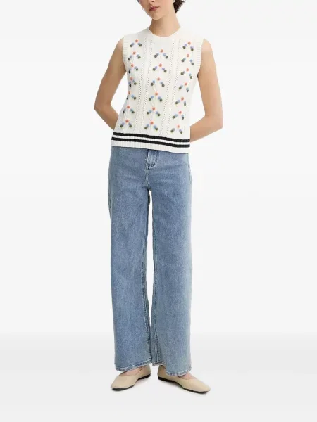 Dzianinowa kamizelka Ps Paul Smith z pomponem biała