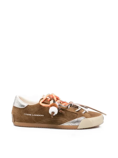Sneakerși Crime London din piele de căprioară cu imagine cu model leopard maro