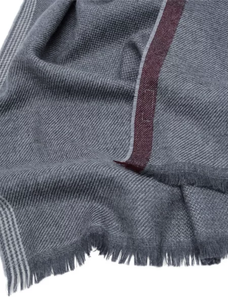 Fular Brunello Cucinelli cu model herringbone gri