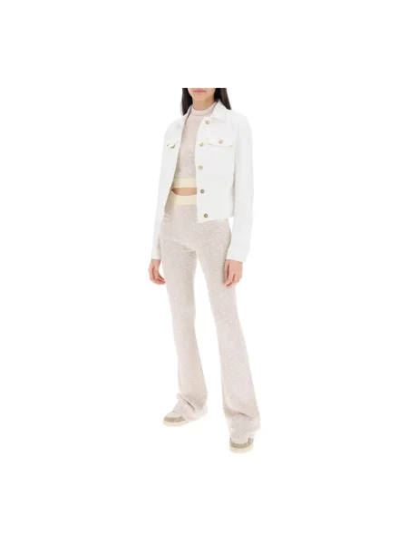 Dzianinowy top Palm Angels o krotszym kroju beżowy