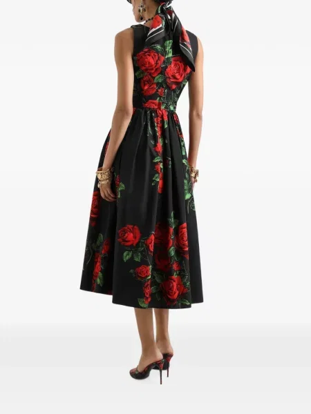 Rochie midi Dolce & Gabbana cu imagine din poplin negru