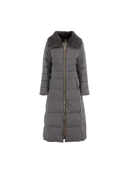 Długi płaszcz Duno z kieszeniami na zamek szary