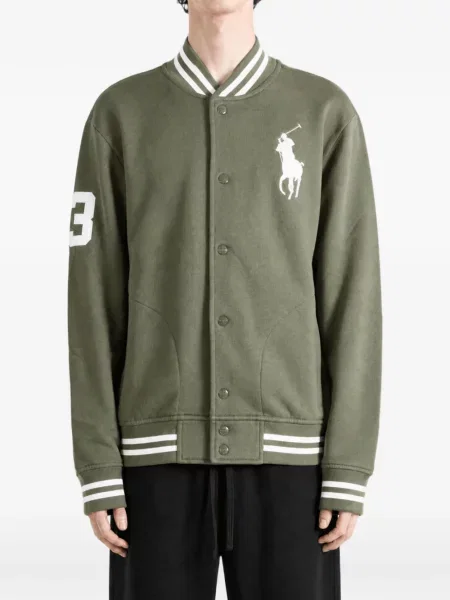 Geacă Polo Ralph Lauren cu broderie din fleece negru