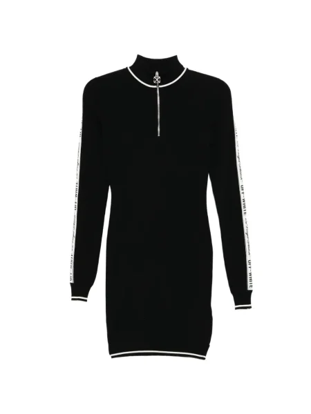 Lung rochie Off-white cu autograf alb