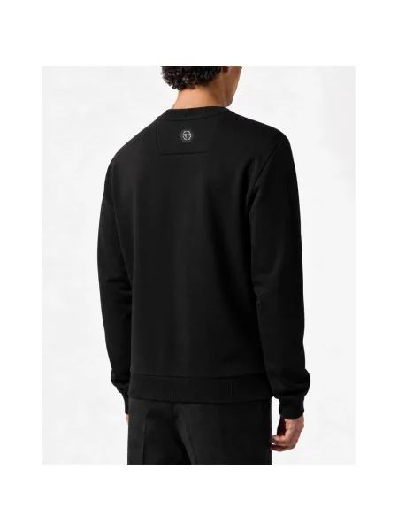 Bluza polarowa Philipp Plein polarowa z okrągłym dekoltem czarna