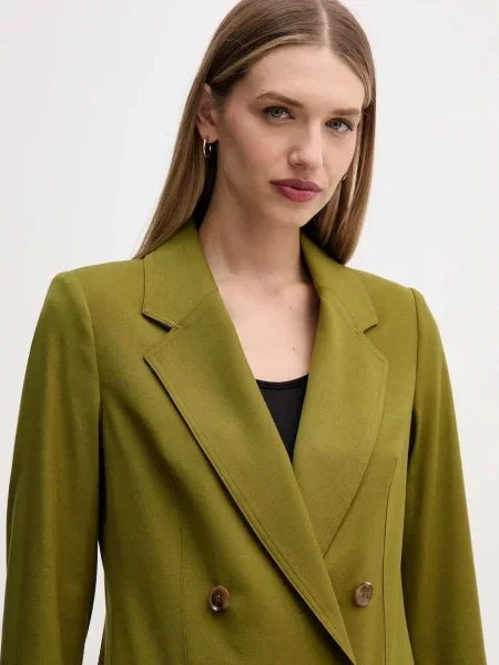 Піджак з домішкою вовни United Colors of Benetton двобортний однотонний зелений