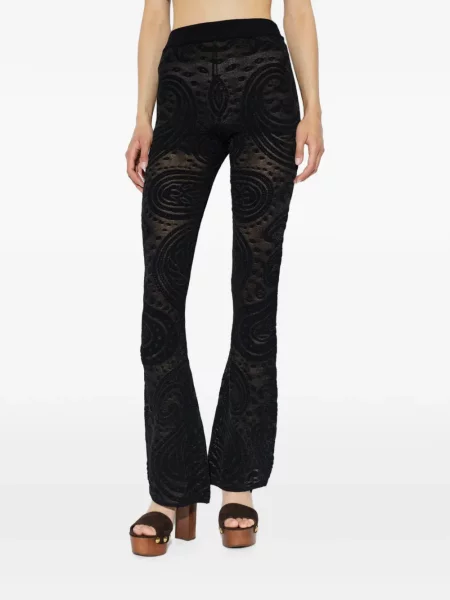 Pantaloni Etro cu model paisley evazate negru