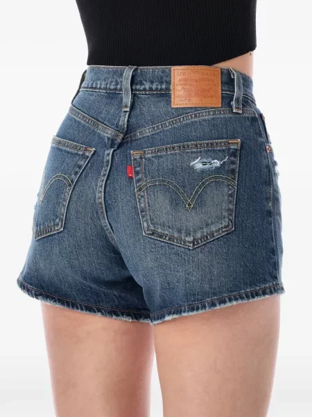 Udo szerokie szorty jeansowe Levi's z przetarciami niebieskie