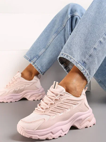 Sneakers Amrogia pe Platformă Joasă cu Inserții Decorative roz
