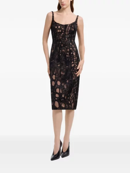 Rochie midi Elie Saab cu broderie negru