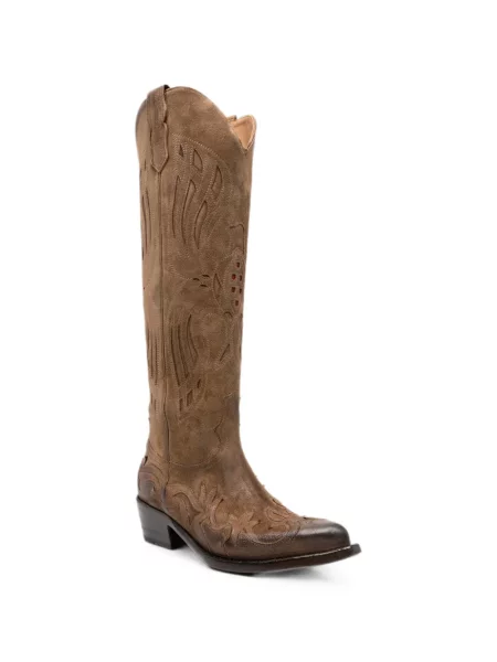 Botine Eraldo cu broderie maro