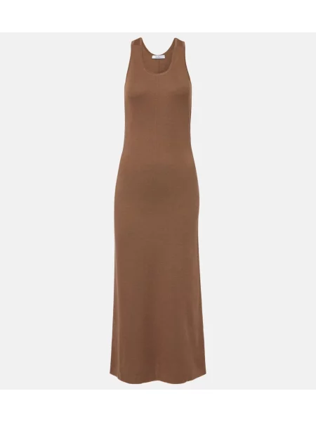Rochie midi Max Mara de lână până la genunchi de costum maro