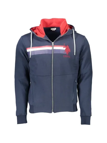 Hanorac cu glugă U.s. Polo Assn. cu broderie cu dungi albastru