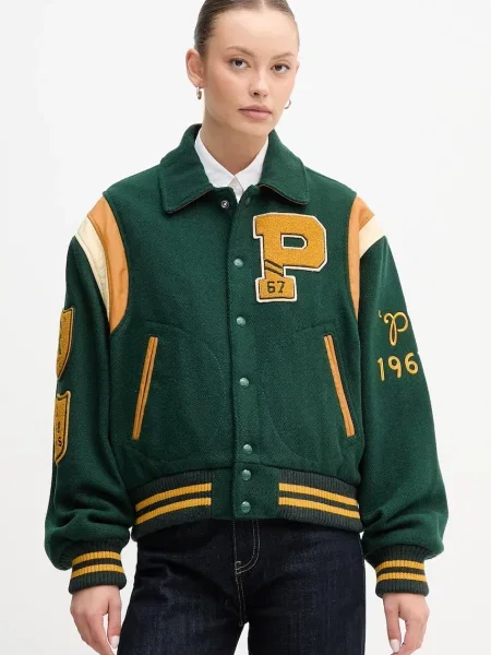 Polo Ralph Lauren kurtka z dodatkiem wełny przejściowa zielony