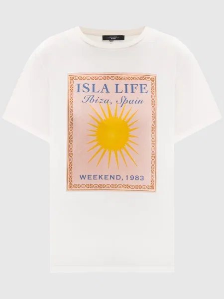 Футболка кольору PANTERA айворі з принтом Max Mara Weekend бежева