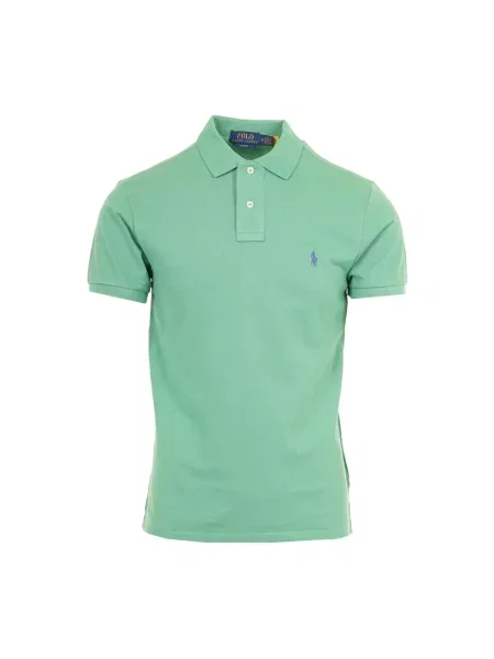 Długa koszulka polo Polo Ralph Lauren z logo z krótkim rękawem zielona