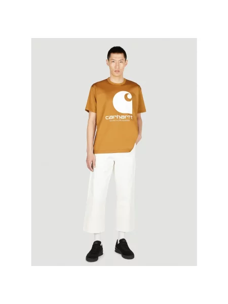 Koszulka Carhartt Wip z nadrukiem brązowa