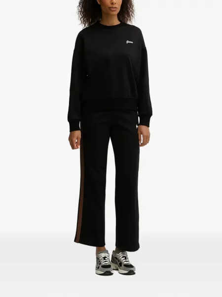 Pantaloni Guess cu dungi alergare negru