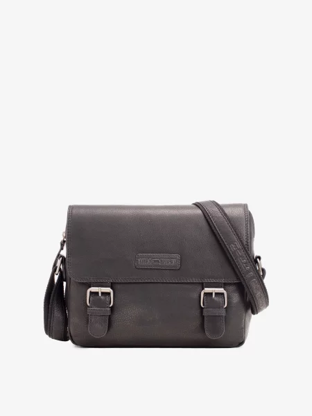 Кожаная сумка через плечо Hill Burry черная