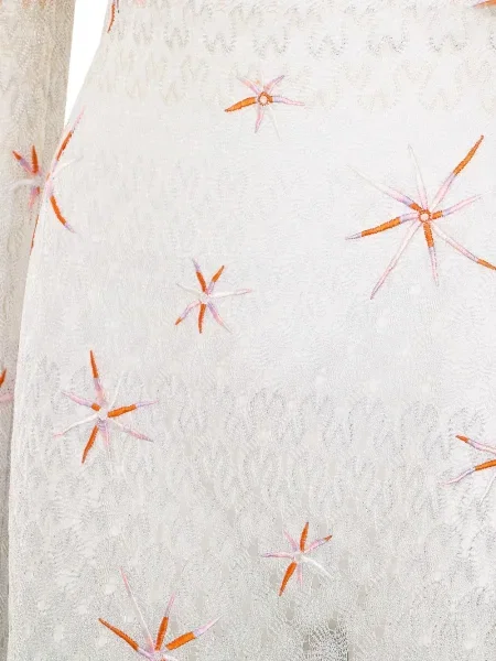 Rochie maxi Missoni cu broderie plasă lungă alb