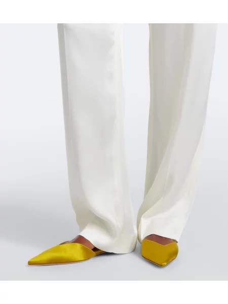 Pantaloni Victoria Beckham din satin alb