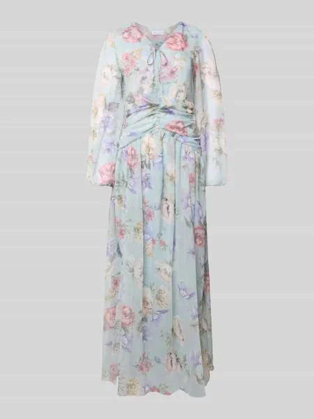 Sukienka wieczorowa z dekoltem w serek i marszczeniami Adlysh