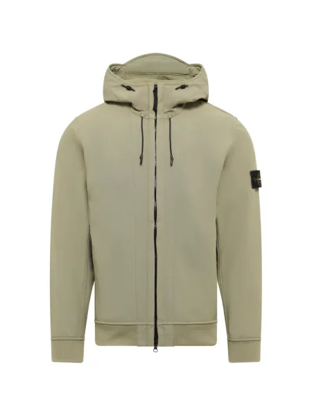 Geacă Stone Island cu glugă cu strasuri verde