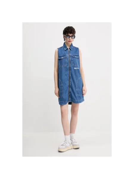 Karl Lagerfeld Jeans sukienka jeansowa mini rozkloszowana niebieski
