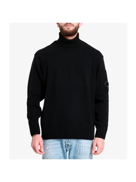Sweter z golfem C.p. Company wełniany czarny