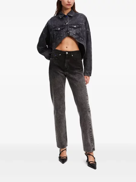 Blugi drepți Karl Lagerfeld Jeans cu talie înaltă negru