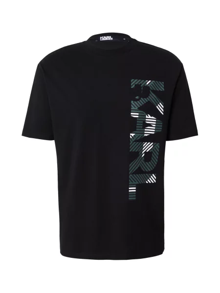 Karl Lagerfeld Tricou verde jad / negru alb