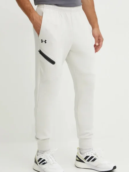 Under Armour pantaloni de trening Unstoppable Fleece bej neted alb