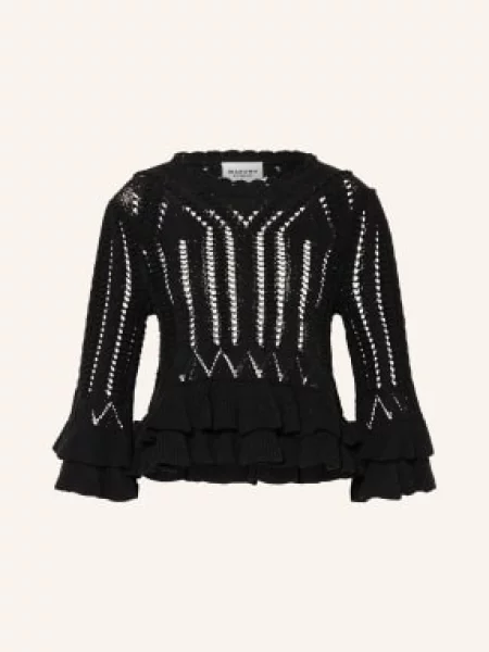 Marant Étoile Sweter Norma Z Falbanami I Rękawami schwarz czarny