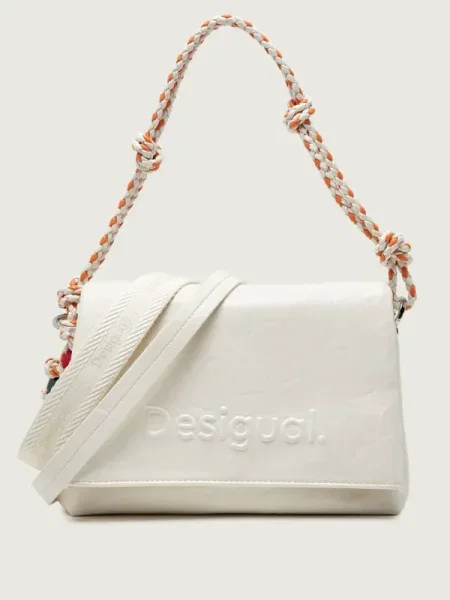 Geanta crossbody Desigual cu autograf bej