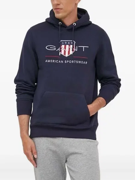 Hanorac cu glugă Gant cu broderie albastru