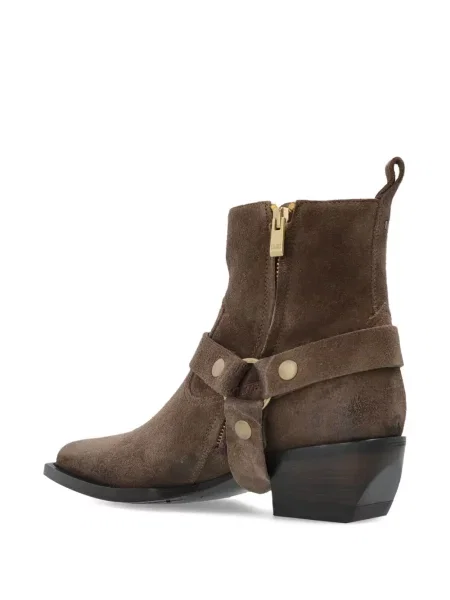 Botine Golden Goose din piele de căprioară auriu