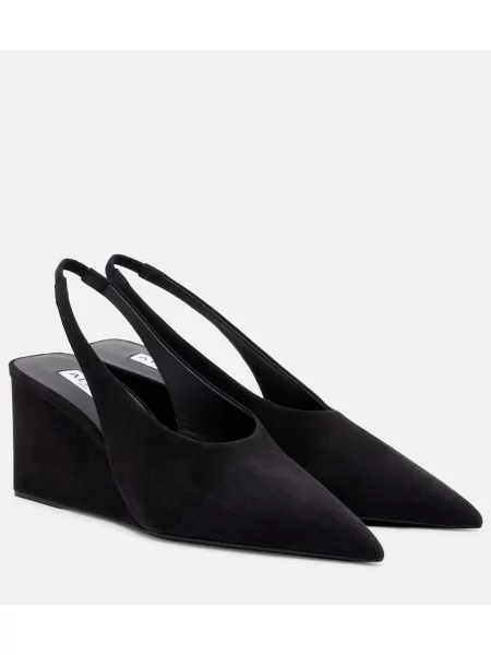 Pantofi cu toc Alaïa din piele de căprioară cu pană negru