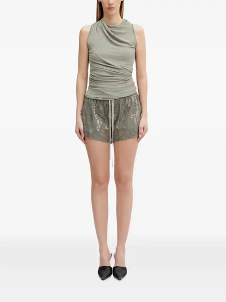 Top Rick Owens Lilies fără mâneci drapat verde