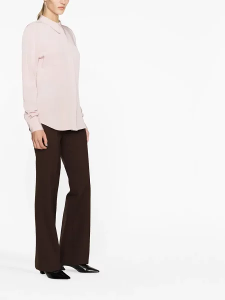 Cămașă Victoria Beckham transparente lungă roz
