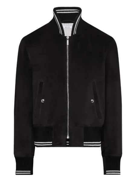 Geacă bomber Thom Browne din piele de căprioară negru