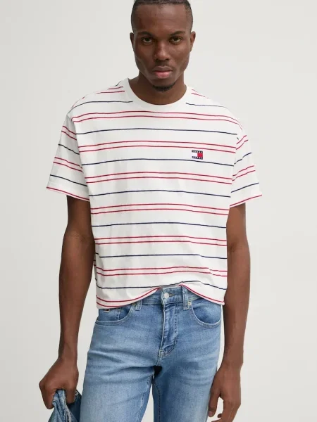 Тениска Tommy Jeans с десен бяло