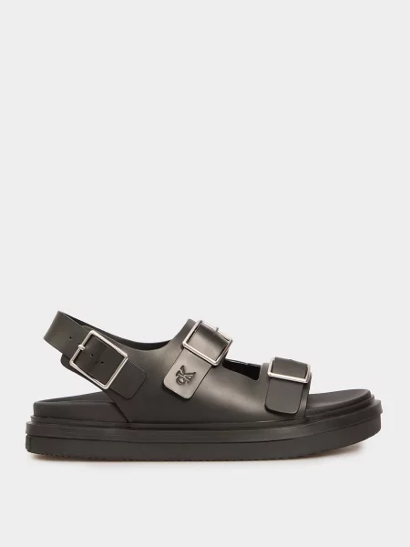 Кожаные босоножки Calvin Klein Jeans без каблука черные