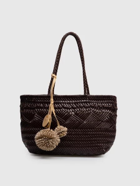 Шкіряна плетена сумка-тоут Paloma Gianni Chiarini коричнева