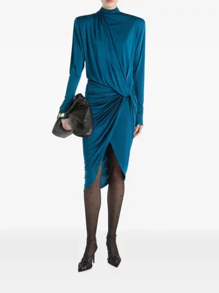 Rochie Balmain din jerseu drapată albastru