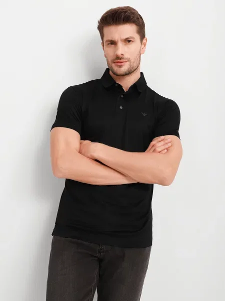Поло Emporio Armani бавовна/ліоцел чорний