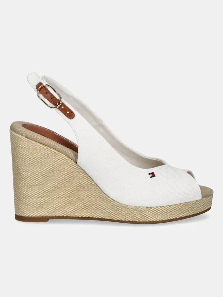Tommy Hilfiger sandały FLAG HIGH WEDGE ESPAD SLINGBACK biały