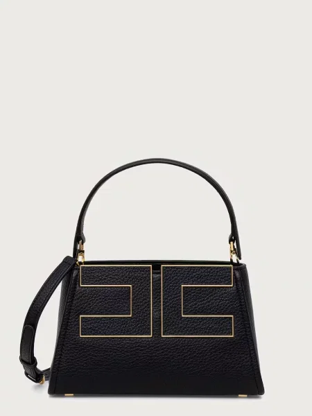 Torebka crossbody Elisabetta Franchi skórzana czarna