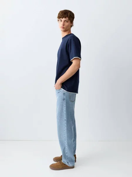 Dżinsy relaxed fit średni Teen 38 MANGO TEEN niebieski
