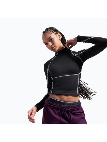 Дамска блуза с дълъг ръкав за тренировка Under Armour ColdGear Elite Mock ultimate black/reflective черно