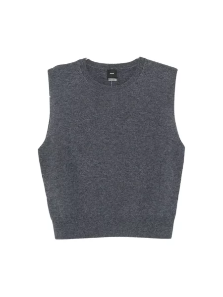 Dzianinowy sweter Pinko bez rękawów szary